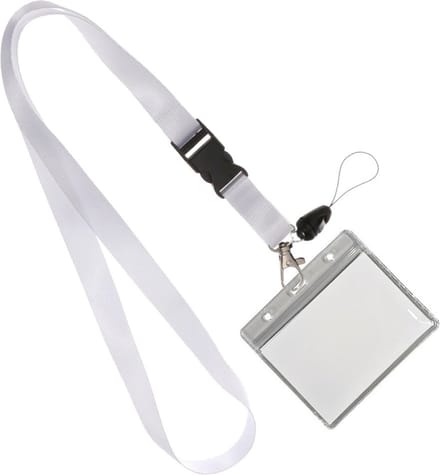 Wit Keycord + Badgehouder Plastic XL - Sleutelkoord - Badgehouder - 51cm - 20mm - Wit