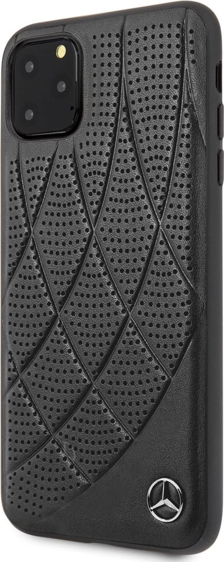 iPhone 11 Pro Max Backcase hoesje - Mercedes-Benz - Effen Zwart - Leer