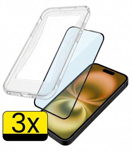 Screenprotector - Geschikt voor Apple iPhone 16 Plus - 3 Stuks - Met Installatie Kit - Beschermglas - Gehard Glas - Tempered Glass - Screen Protector
