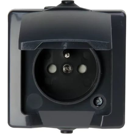 Sencys Spatwaterdicht Stopcontact Denver Verticaal Penaarde 1-polig Antraciet Ip44