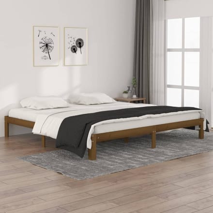 vidaXL - Bedframe - massief - grenenhout - honingbruin - 200x200 - cm