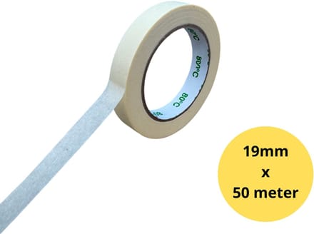 Schilderstape – Maskingtape – Afplaktape – 3 Rollen – 19mm x 50m – Verf Afplakband – Crème