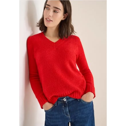 Trui met bouclé V-hals