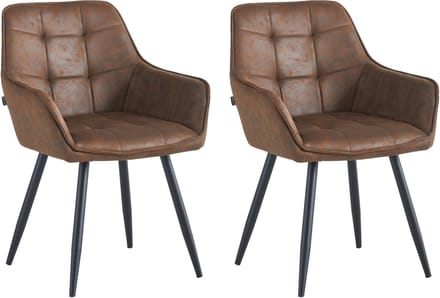 Colenis® - Oriana Eetkamerstoel - Set Van 2 - Bruin - Microvezel - Industrieel