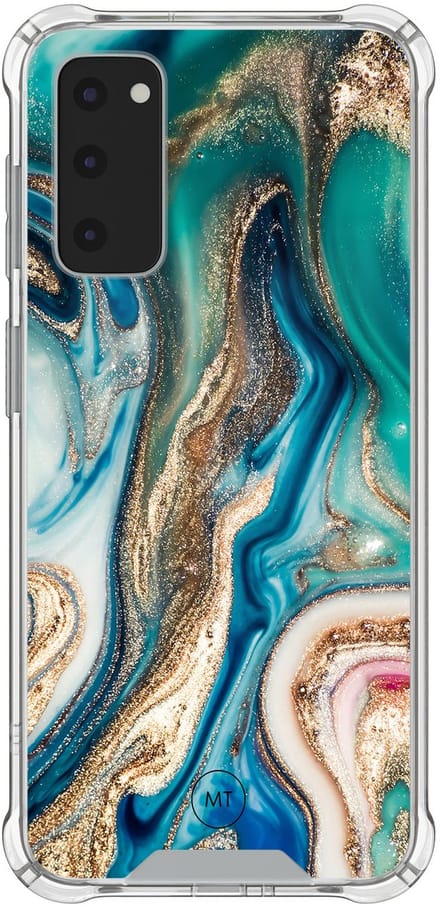 Hoesje (shockproof) geschikt voor Samsung Galaxy S20 FE - Magic marble - Extra sterke case - TPU/polycarbonaat - Marmer - Multi, Groen, Transparant