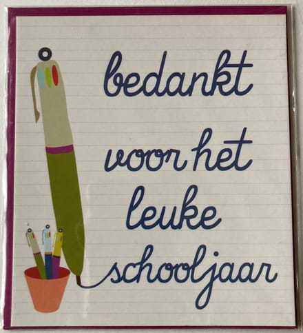 Mailbox - wenskaart met enveloppe - bedankt voor het leuke schooljaar
