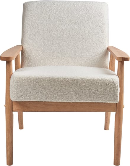ESRUM - Fauteuil - Gebroken wit - Bouclé/Licht hout