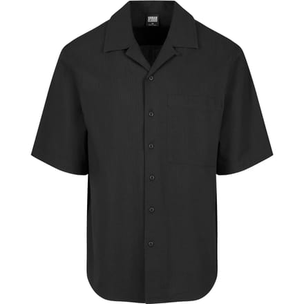 Urban Classics - Relaxed Seersucker Short Sleeve Overhemd - S - Zwart