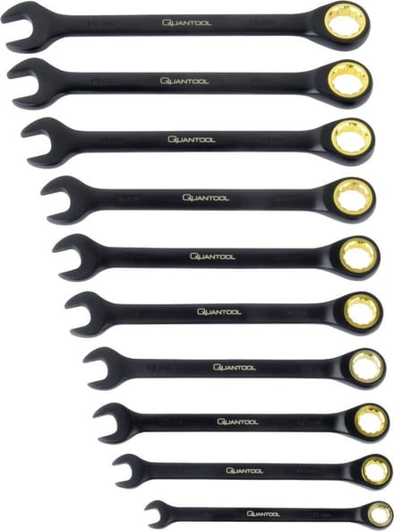 Brüder Mannesmann Q25210 - Quantool - Engelse sleutelset 10-delig Sleutelbreedte (metrisch) 8 - 19 mm - Topkwaliteit - 10 jaar Garantie