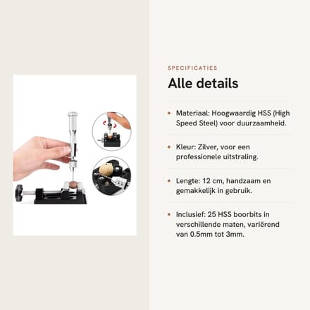 Dailygoods- Handboor - Precisieboren - 25 Hss Boorbits - Grijpbereik