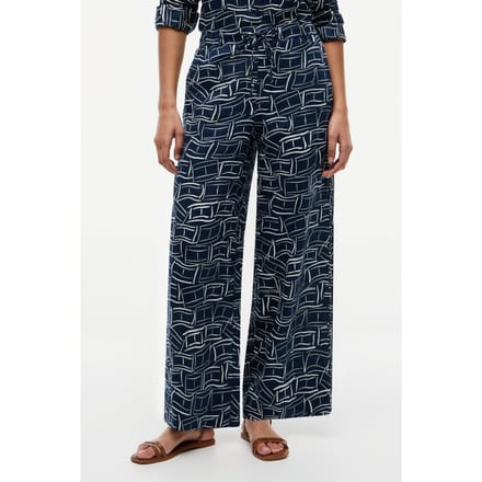 Tommy Hilfiger Essential Linen Pull On Pants Flag Feathers Dark Night Navy Größe: S | Ausgestellte Hosen Outlet | Damen | Weiß
