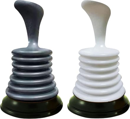 Gootsteen Plunjer - Mini Ontstopper - Afvoer Ontstoppen - Ergonomisch Ontwerp - 7 Inch - Zilver Wit