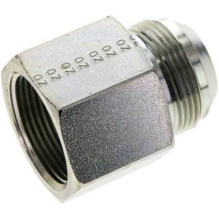 JIC  Verloopnippel UN 1-5/8''-12 Man X 1 1/4'' NPT Binnendraad Staal 80bar