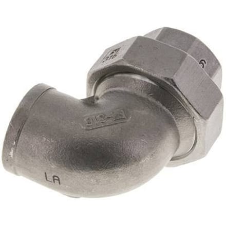 90° L-Koppeling Wartelmoer Rp3/4'' Binnendraad RVS Platte Afdichting PTFE 16bar