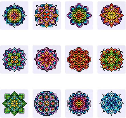 Minipaintings - 007 - set van 12 - Mandala's - diamond painting - compleet pakket - Diamond painting by Wietske