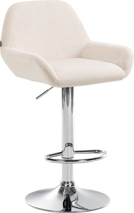 CLP Braga Barkruk - Met rugleuning - Verstelbaar - Fluweel - Velvet - creme chroom