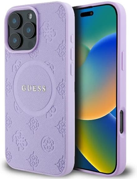 GUESS, Backcover Geschikt voor Apple iPhone 16 Pro Max Bestendig MagSafe, Paars