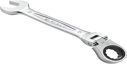 Ringsleutel - Ratelsleutel - Voor uiteenlopende klussen - Scharnierende kop - 14 mm - Zilver