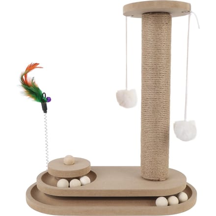 Krabpaal voor Katten Multifunctioneel Interactief Speelgoed met Stabiele Basis en Bal voor Vermaak en beige