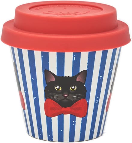 Quy Cup - 90ml Ecologische Reis Beker - Espressobeker “Miao” met Rode Siliconen deksel