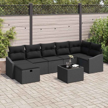 vidaXL - Bankstel - 8 - st - poly - rattan