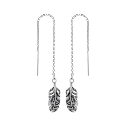 WeLoveSilver - chain oorbellen - 925 zilver - veer design