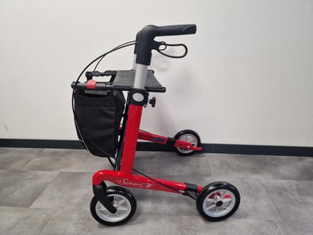 Rehasense Server CF Carbon Rollator Rood met dichte tas en zachte banden - 5 KG