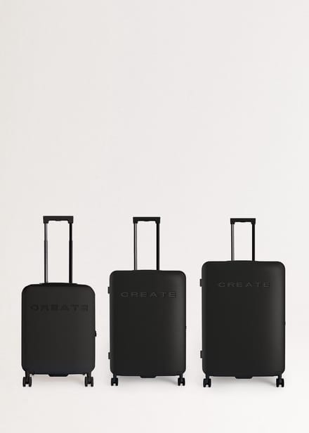CREATE - Harde polycarbonaat koffer met TSA-slot en multidirectionele wielen - Zwart - Set: cabine S, M en L - LUGGAGE STUDIO