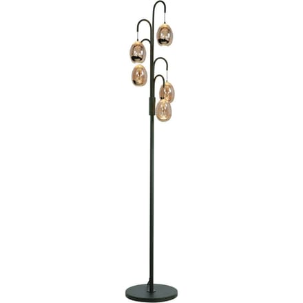 HighLight Vloerlamp Golden Egg zwart/amber 165 cm 5-lamps metaal/glas