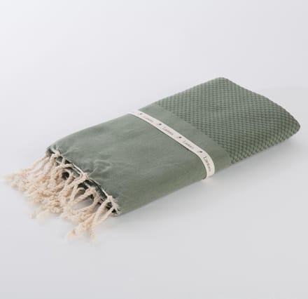 Lantara Hamamdoek Wafel Katoen - Olijf Groen - 100x200cm - Kadotip