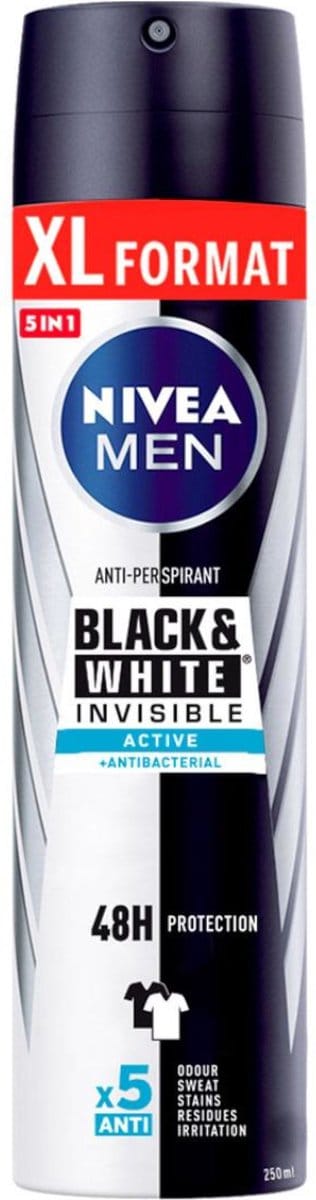 Nivea - Deospray - Men - Invisible Black & White Active - 250 ml