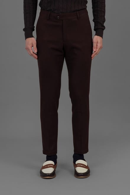 Laurent Vergne - Heren - Broek - Bruin - flanel - maat 52 - Slim fit