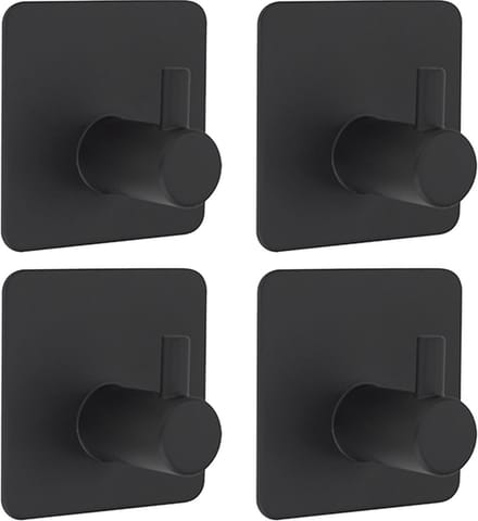 Zelfklevende hangers - 3M plakstrip - Zwart - 4 stuks