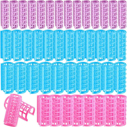 Plastic Haarrollers Set van 44 Stuks - Zelfklevende Krulrollers voor Haarstyling zonder Hitte in 4 Maten voor Thuisgebruik