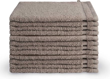 Byrklund washandjes 12 stuks - Hotelkwaliteit - 16x21 - Taupe