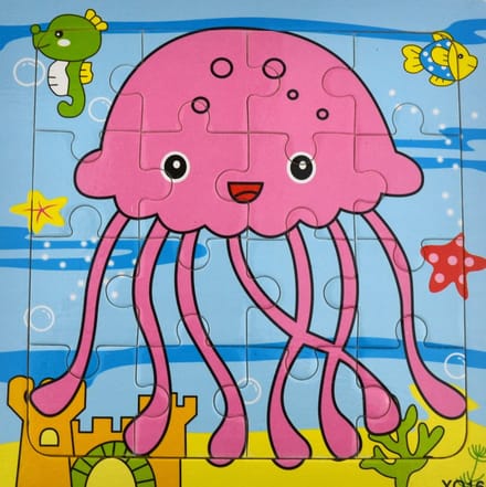 Educatieve Houten Puzzel Zeepaardje 16 Stukjes voor Peuters