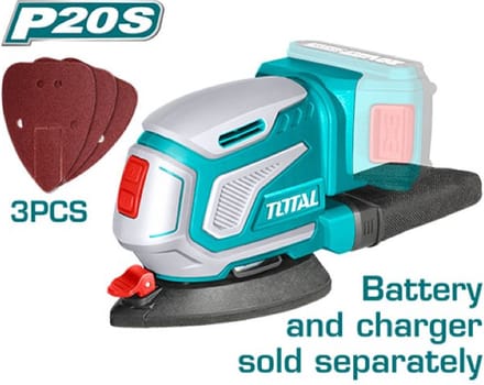 Total Tools Multischuurmachine 125mm - 20V - Driehoekig + rond - Losse body incl. 3x schuurpapier