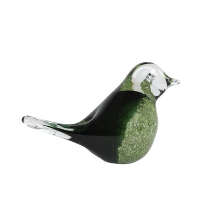Van Manen decoratief vogelbeeld groen glas 15x7x9,5cm decoratie.