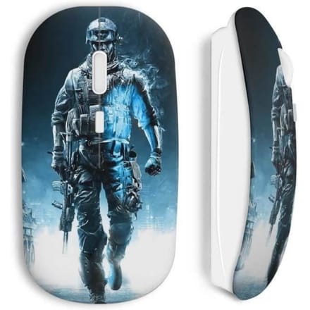 Souris Sans Fil - MANIACASE - Blue Soldier - Couleur Blanc - Clé USB Wifi - Compatible Mac et PC