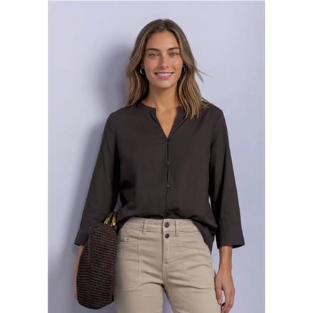 Blouse met 3/4-mouwen en split in de hals