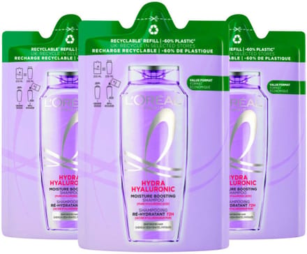 L'Oréal - Elvive Hydra Hyaluronic Shampoo Refill - 3 x 250 ml - Voordeelverpakking