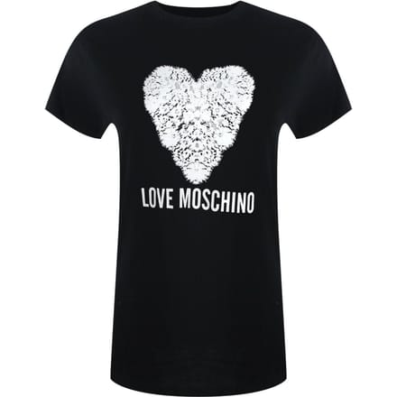 Love Moschino T-shirt Met Hartjesprint In Zwart