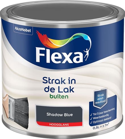 Flexa - Strak In De Lak Buitenlak Hoogglans - Shadow Blue - Mengverf - 500 Ml