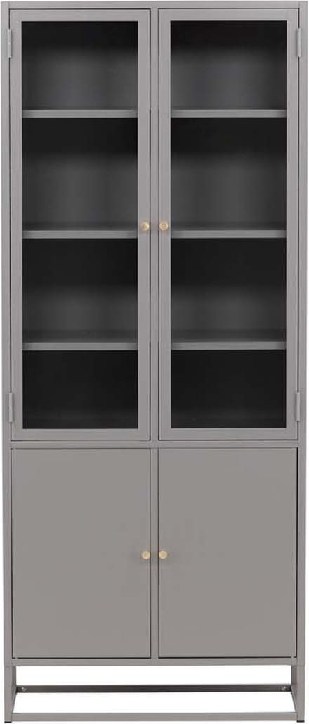Bakal vitrinekast 2 glazen deuren, 2 deuren lichtgrijs.
