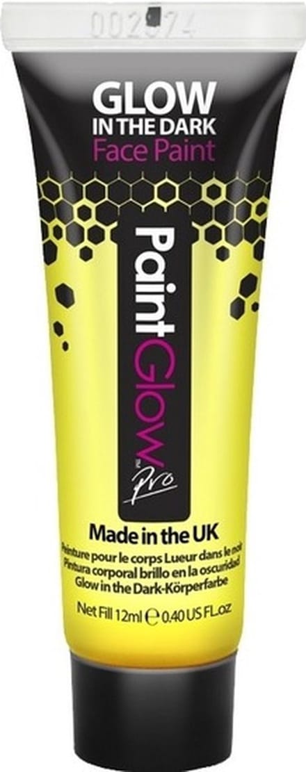 PaintGlow Face/Body paint - neon geel/glow in the dark - 10 ml - schmink/make-up - waterbasis