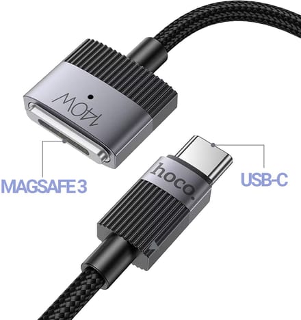 Hoco - 140W USB C Kabel Geschikt voor MacBook MagSafe 3 - 1.8 Meter - Zwart