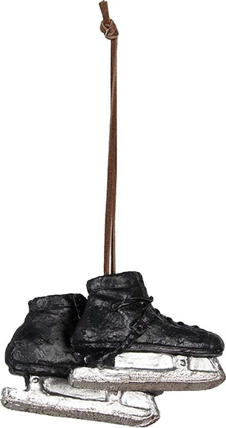 Clayre & Eef Kersthanger Schaatsen 10x4x6 cm Zwart Polyresin