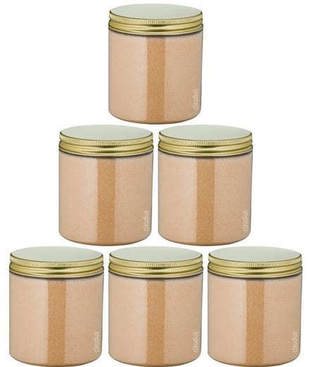 Scrubzout Appel-Kaneel 300 gram - Pot met gouden deksel - set van 6 stuks - Hydraterende Lichaamsscrub