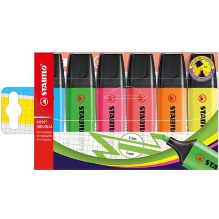 STABILO® markeerstift BOSS Original, diverse kleuren, 6 st.