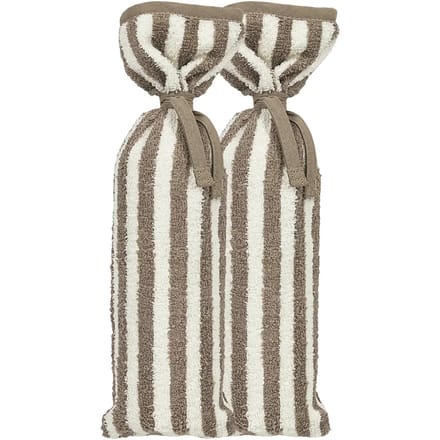 Meyco Kruikenzak - Badstof Jacquard Fat Stripe - Taupe - 2-pack